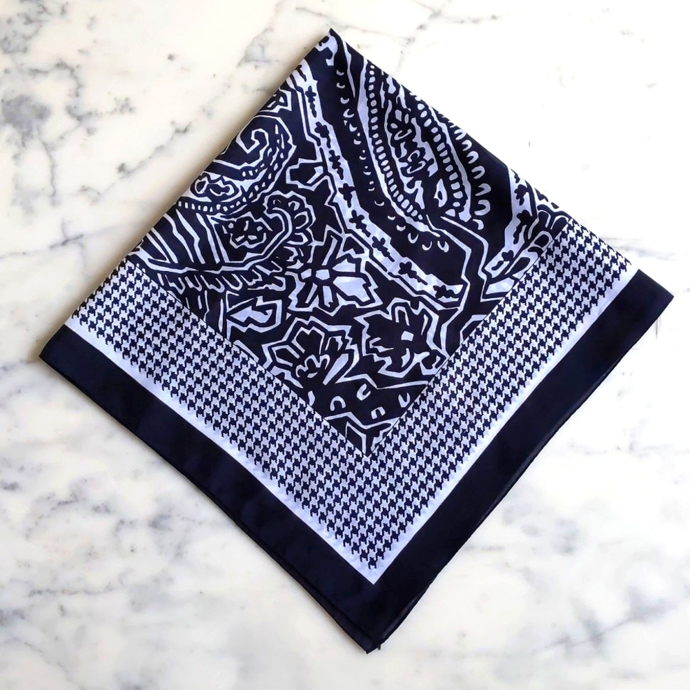 NWOT. Black and White Multi Pattern Scarf. Made in Italy.